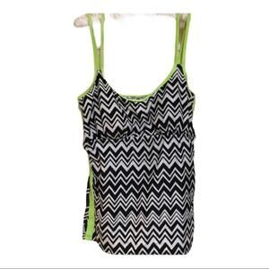 Gossip | Black & Neon Green Swim Top Only | Size XL | 0844